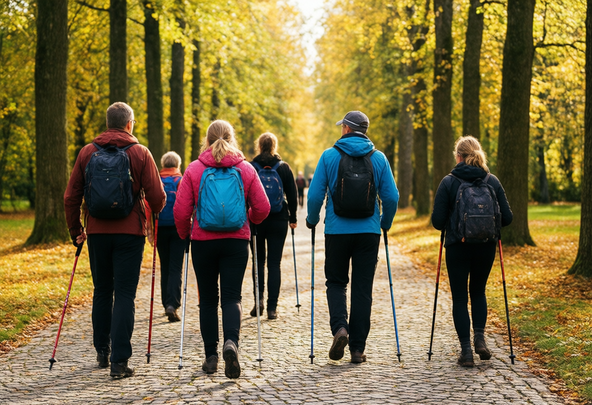 Skupina na severskej chôdzi